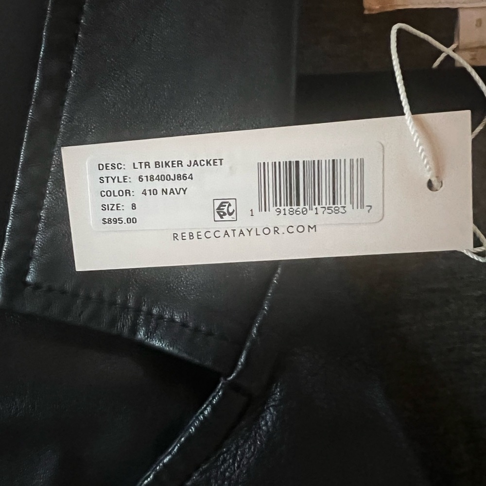 NWT Rebecca Taylor Leather Biker Jacket NAVY - Picture 11 of 11